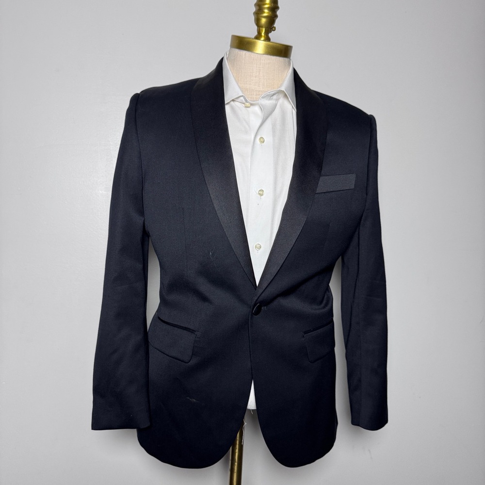 Indochino Tuxedo Blazer Mens 38S Black Solid Shawl Lapel Formal Dinner Jacket